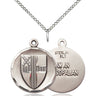 Sterling silver Episcopal cross necklace pendant 7/8 x 5/8 inches with 18 inch curb chain handmade by Bliss Manufacturing