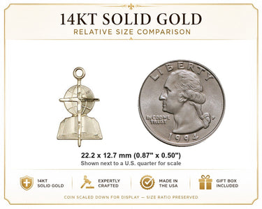 Colgante de medalla bautista del sur de oro macizo de 14 kt | 7/8" x 1/2" | Hecho a mano en EE. UU. por Bliss