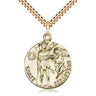 14kt Gold Filled St. Sebastian Patron Saint Medal Necklace 1 inch by 7/8 inch with 24 inch Chain Bliss USA