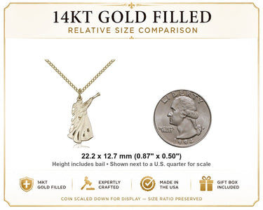 14kt Gold Filled Medium Guardian Angel Pendant Necklace | 7/8 x 1/2 | 18" Chain | USA Made by Bliss