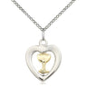 Two-tone gold filled sterling silver chalice heart pendant necklace 18 inch handcrafted by Bliss