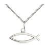 Sterling silver small Jesus Fish ichthys necklace 3/8 inch pendant with 18 inch chain handcrafted by Bliss Manufacturing USA