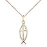 14kt gold filled fish cross pendant necklace 3/4 x 1/4 inches with 18 inch chain handmade by Bliss
