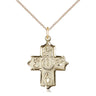 14kt Gold Filled Catholic 4-Way Medal Necklace 7/8 inch x 5/8 inch with 18 inch chain by Bliss Manufacturing