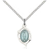 Small Sterling Silver Miraculous Medal Necklace 5/8 x 3/8 inches with 18 inch chain by Bliss USA
