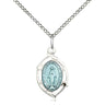 Small Sterling Silver Miraculous Medal Necklace 5/8 x 3/8 inches with 18 inch chain by Bliss USA