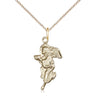 14kt gold filled Guardian Angel pendant necklace 7/8 x 3/8 inches with 18 inch lite curb chain handcrafted by Bliss Manufacturing USA