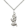 Sterling silver small praying girl medal necklace 5/8 inch on 18 inch curb chain by Bliss Manufacturing