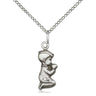 Sterling silver medium praying boy medal necklace 3/4 inch on 18 inch curb chain by Bliss Manufacturing
