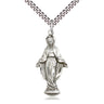 Large sterling silver Miraculous Medal necklace 1 3/8 inches with 24 inch chain by Bliss Manufacturing