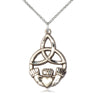 Large sterling silver Celtic Irish knot Claddagh pendant necklace 1 1/4 x 3/4 inches with 18 inch chain by Bliss