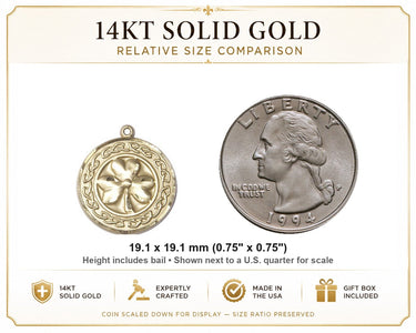 Colgante de Trébol Celta Mediano de Oro Macizo de 14kt | 3/4 x 3/4 | Hecho a mano en EE. UU. por Bliss