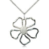 Sterling Silver Five Petal Flower Catholic Necklace 1x1 inch pendant on 18 inch curb chain by Bliss Manufacturing
