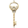 Large 14kt solid gold Irish Claddagh key pendant 1 1/2 x 1/2 inches handcrafted by Bliss Manufacturing