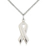 Sterling Silver Cancer Awareness Necklace 7/8 x 3/8 inch pendant on 18 inch curb chain by Bliss Manufacturing