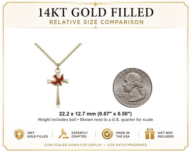 14kt Gold Filled Medium Catholic Cross Holy Spirit Necklace | 7/8 x 1/2 | 18" Chain | USA Made by Bliss