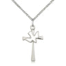Sterling Silver Cross with Holy Spirit Dove Necklace 7/8 x 1/2 inches on 18 inch chain by Bliss