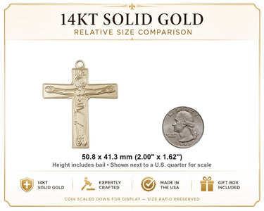 14kt Solid Gold Extra Large Cursillio Cross Pendant | 2"x1-5/8" | Handcrafted in USA by Bliss