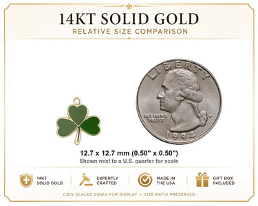 Colgante de Medalla Católica de Trébol Pequeño de Oro Macizo de 14kt | 1/2" x 1/2" | Hecho a Mano en EE. UU. por Bliss
