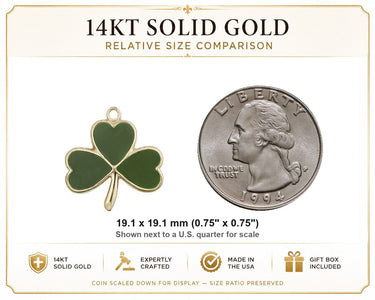 Medalla de trébol de oro macizo de 14 quilates, tamaño mediano | 1.9 cm x 1.9 cm | Hecho a mano en EE. UU. por Bliss