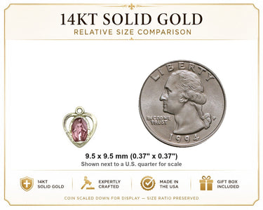 Colgante de Medalla Milagrosa Pequeña de Oro Macizo de 14kt | 3/8" x 3/8" | Hecho en EE. UU. por Bliss