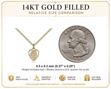 Gold Filled Small St. Ann Patron Saint Medal Necklace | 3/8" x 1/4" | 18" Chain | USA Made by Bliss