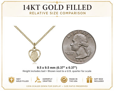 14kt Gold Filled Small St. Joseph Patron Saint Medal Necklace | 3/8" Pendant | 18" Chain | USA Made by Bliss