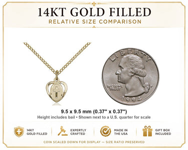 14kt Gold Filled Small Heart Cross Necklace | 3/8" x 3/8" | 18" Chain | USA Made by Bliss