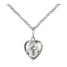 Sterling silver small heart cross necklace 3/8 inch pendant on 18 inch chain handcrafted by Bliss USA