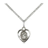 Small sterling silver St. Ann patron saint medal necklace with 18 inch curb chain, handcrafted by Bliss Manufacturing