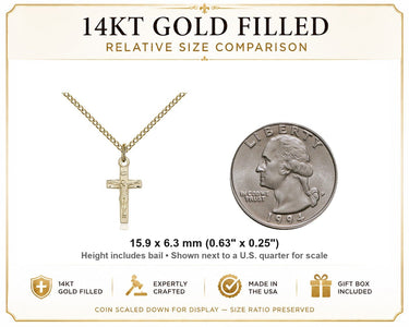 Small Women's 14kt Gold Filled Classic Crucifix Necklace – 18″ Chain