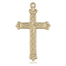 14kt Solid Gold Medium Catholic Cross Pendant 1 1/8 x 5/8 inch handcrafted by Bliss Manufacturing USA