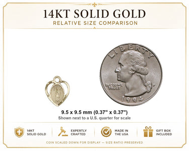 14kt Solid Gold Small Our Lady of Guadalupe Medal Pendant | 3/8 x 3/8 | USA Made by Bliss