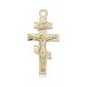 14kt solid gold Catholic crucifix pendant 1 inch by half inch medium size handcrafted in USA by Bliss Manufacturing