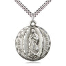 Sterling Silver Large Our Lady of Guadalupe Medal Necklace 1.25 x 1 inch on 24 inch Chain by Bliss