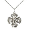 Sterling silver Five-Way Medal necklace 3/4 inch on 18 inch curb chain featuring Sacred Heart and four saints by Bliss
