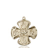 14kt solid gold Five-Way Medal pendant featuring Sacred Heart, Miraculous Medal, St. Joseph, St. Christopher, and Holy Spirit - 1 1/8 inch by Bliss