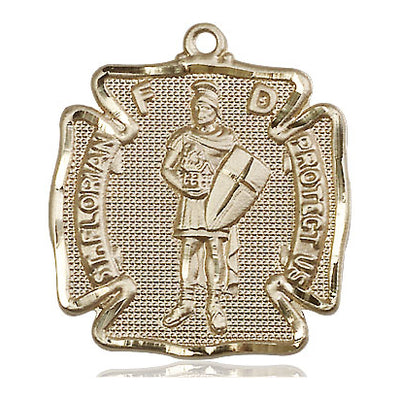 14kt Solid Gold Medium St. Florian Medal Pendant | 1 1/8" x 1" | Handcrafted in USA by Bliss