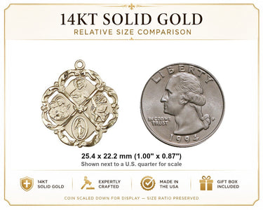 14kt Solid Gold Medium 5-Way Catholic Medal Pendant | 1x7/8" | Handcrafted in USA by Bliss