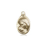 14kt Solid Gold Small Madonna and Child Medal Pendant 5/8 x 3/8 inch Handcrafted by Bliss
