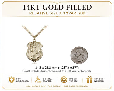 14K Gold Filled St. Michael Army Medal Necklace – Large Military Pendant