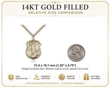 14K Gold Filled St. Michael Coast Guard Medal Necklace – Large Military Pendant