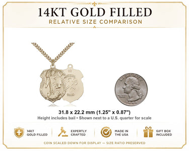 14K Gold Filled St. Michael National Guard Medal Necklace – Large Military Pendant