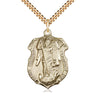 14kt gold filled St. Michael Archangel patron saint medal necklace, 1 1/4 x 7/8 inch large pendant, 24-inch chain, Bliss Manufacturing USA