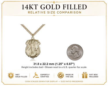 14K Gold Filled St. Michael Medal Necklace – Large Archangel Michael Pendant