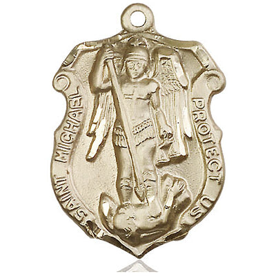 14kt Solid Gold Large St. Michael the Archangel Patron Saint Medal Pendant | 1 1/4" x 7/8" | USA Made by Bliss