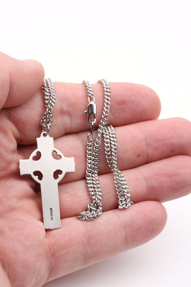 Sterling Silver Large Celtic Cross Necklace | 1 5/8 x 7/8 Pendant | 24" Chain | USA Made by Bliss
