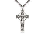 Sterling silver large Celtic crucifix necklace 1.5x0.875 inches with 24 inch chain by Bliss Manufacturing
