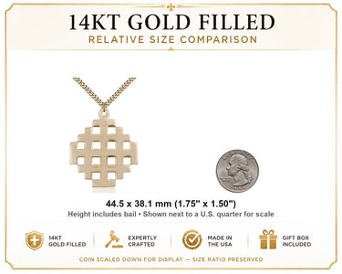 14kt Gold Filled Large Cross Necklace | 1 3/4 x 1 1/2 | 24" Chain | USA Made by Bliss
