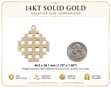 14kt Solid Gold Large Catholic Cross Pendant | 1 3/4 x 1 1/2 | Handcrafted in USA by Bliss